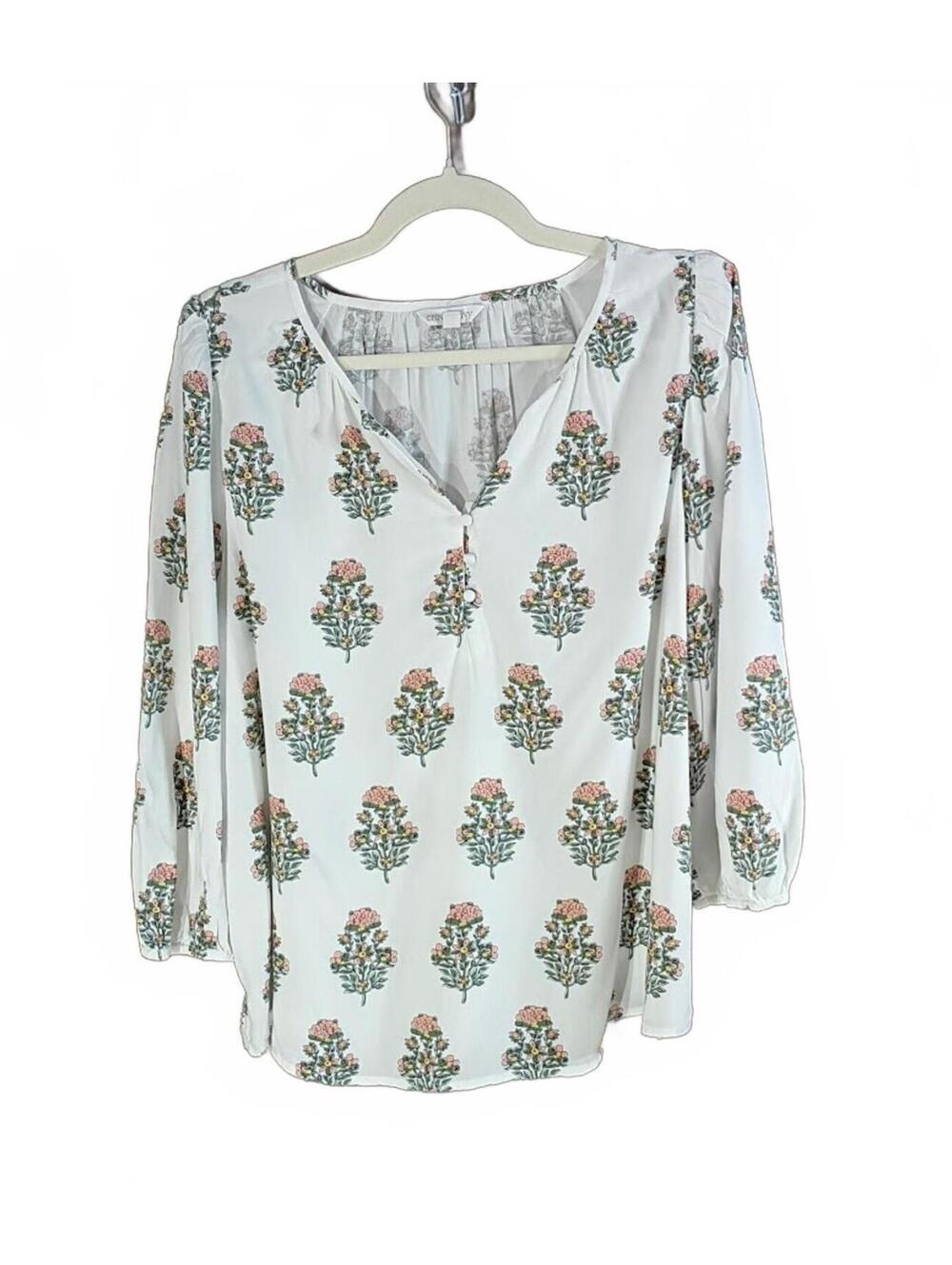 Crown & Ivy Lightweight Floral Print Long Sleeve Blouse Size L